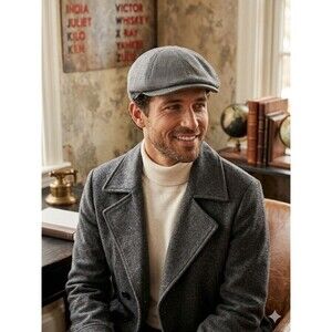 D&Y Plaid Wool Blend Gatsby Classic Flat Newsboy Gray Cap Hat Cabbie One Size